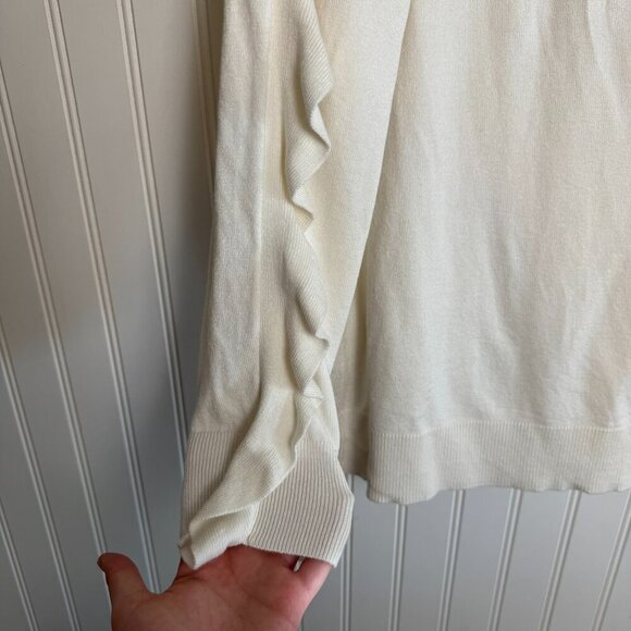 Chico's ivory silk linen blend ruffle sleeve sweater size large M13 - Picture 6 of 8